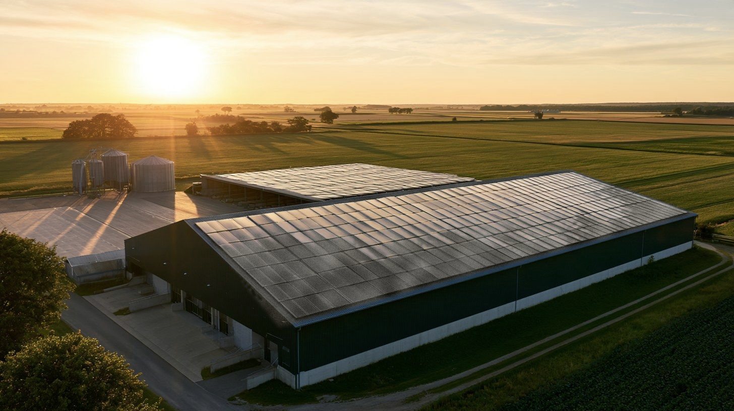 Dieselbe Halle mit älteren, verwitterten Solarmodulen
